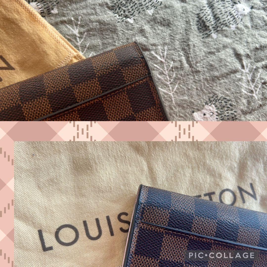 正規品。美品。ルイヴィトンダミエ新型サラ。ルイヴィトンダミエ長財布。内側ピンク