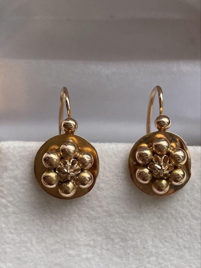 フランス　アンティーク　ジュエリー　ピアス　ドルムーズ　18k