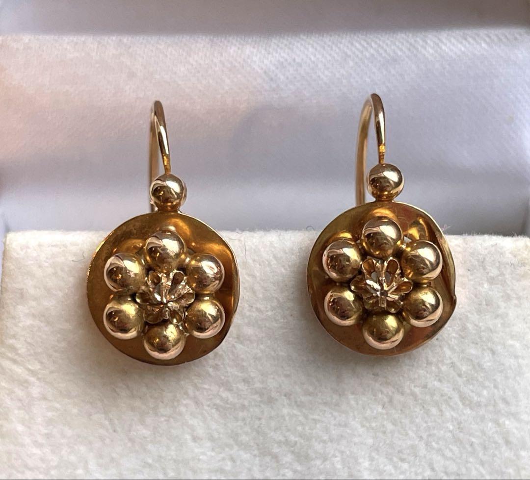 フランス　アンティーク　ジュエリー　ピアス　ドルムーズ　18k