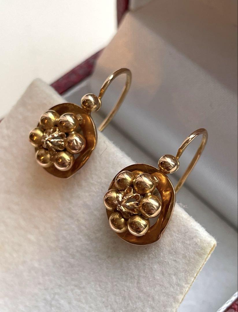 フランス　アンティーク　ジュエリー　ピアス　ドルムーズ　18k