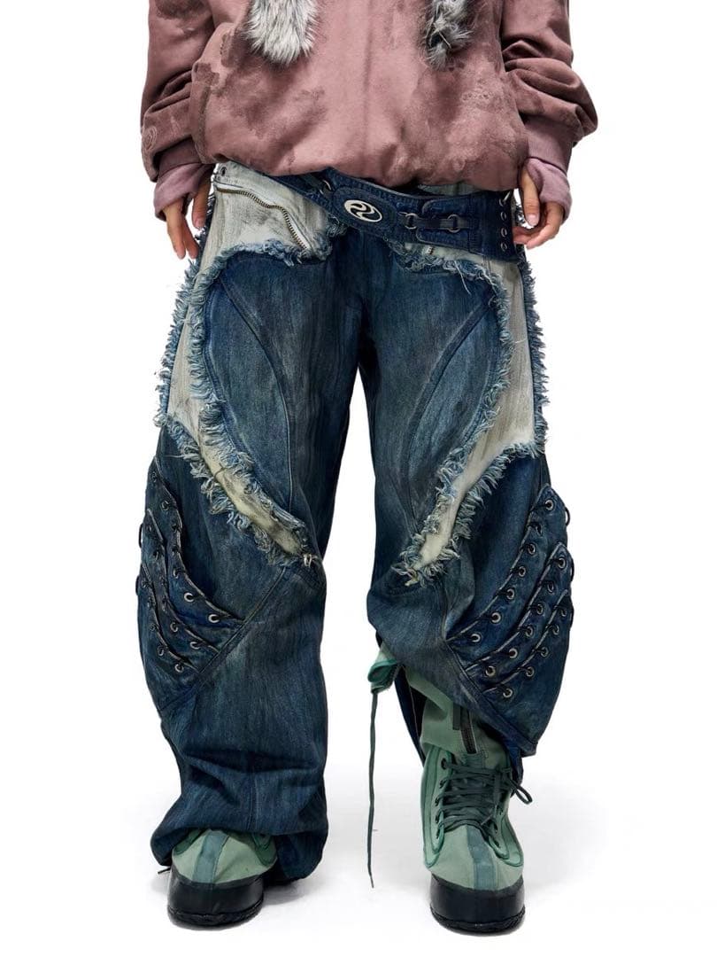 PERSONSOUL Alians Blue-Dyed Jeansカーゴジーンズ