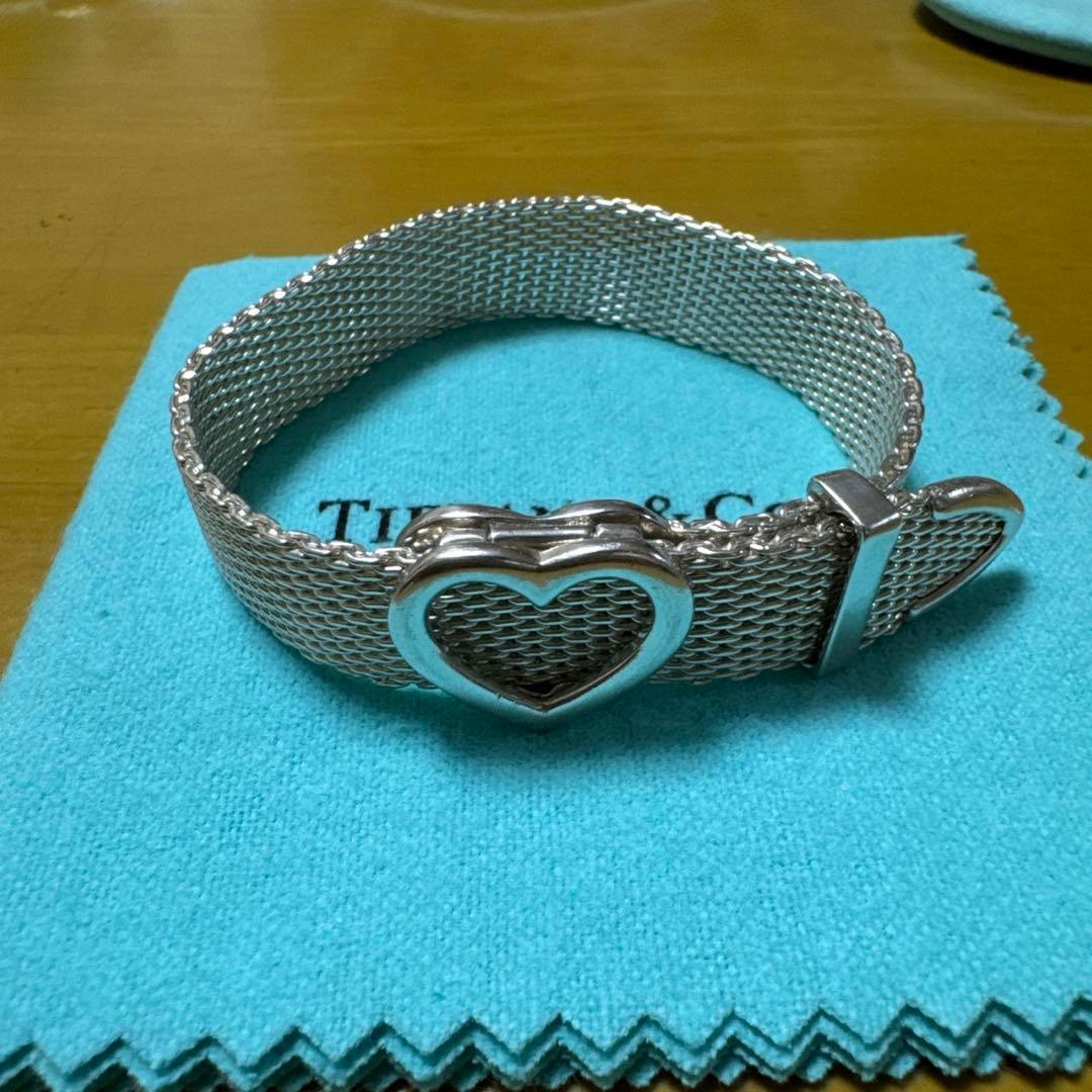 Tiffany ハート型バックル メッシュブレスレットTIFFANY