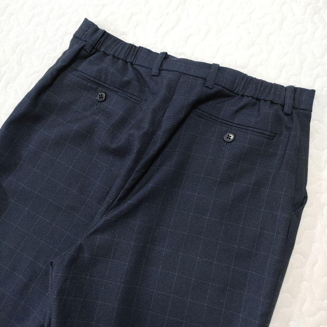 美品✨スーツセレクト　セットアップ　ノーカラージャケット　ネイビー　9号/L