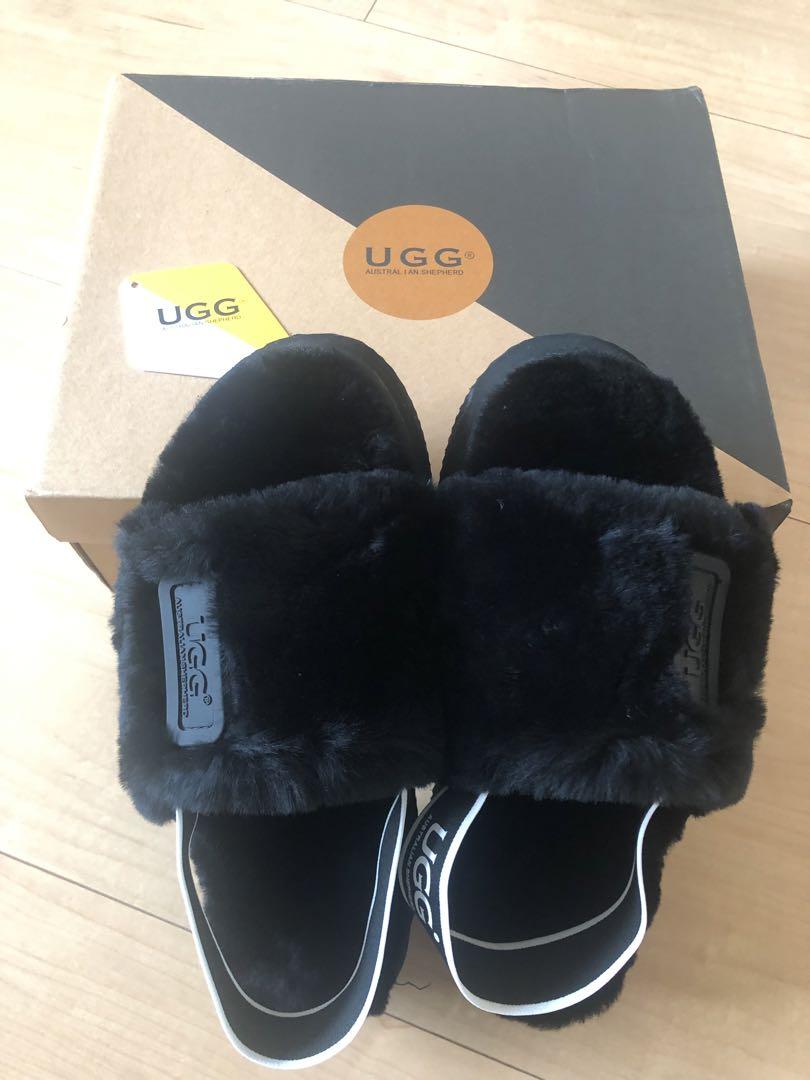 UGG 黒 ファー スライドサンダル