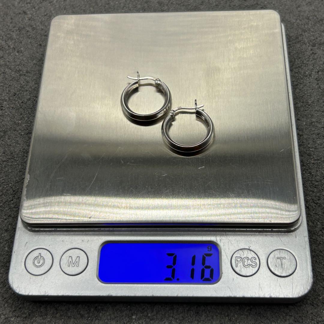 シルバー925 Silver シンプル甲丸フープピアス/軽研磨仕上げ/両耳