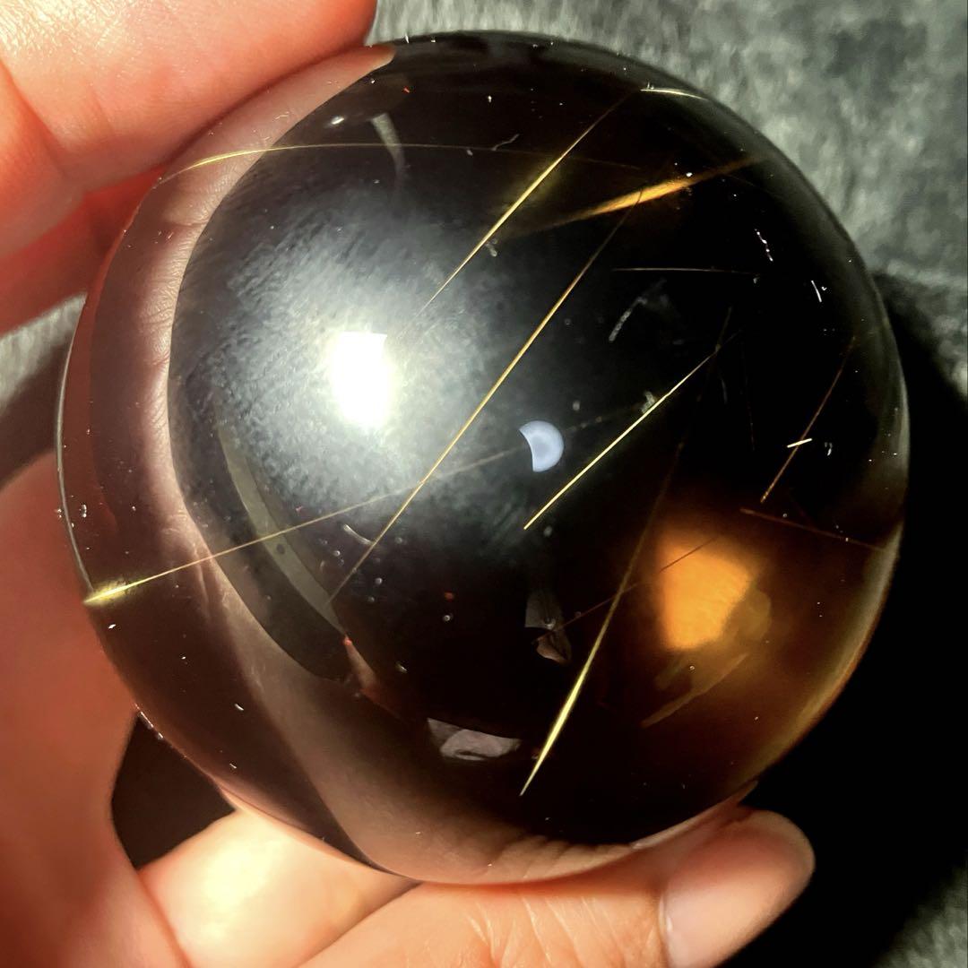 超大玉　60mm ゴールドルチルクォーツ　丸玉　スフィア　金針水晶