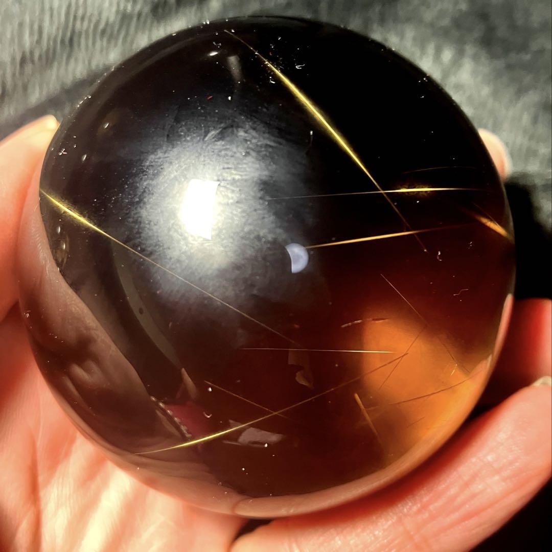 超大玉　60mm ゴールドルチルクォーツ　丸玉　スフィア　金針水晶