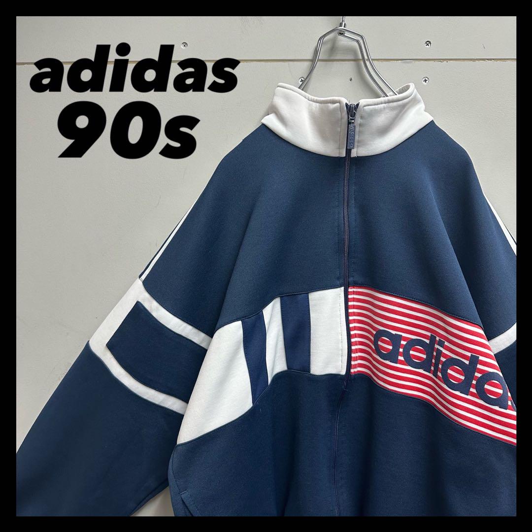 紺×白　adidas 80-90s トラックジャケット