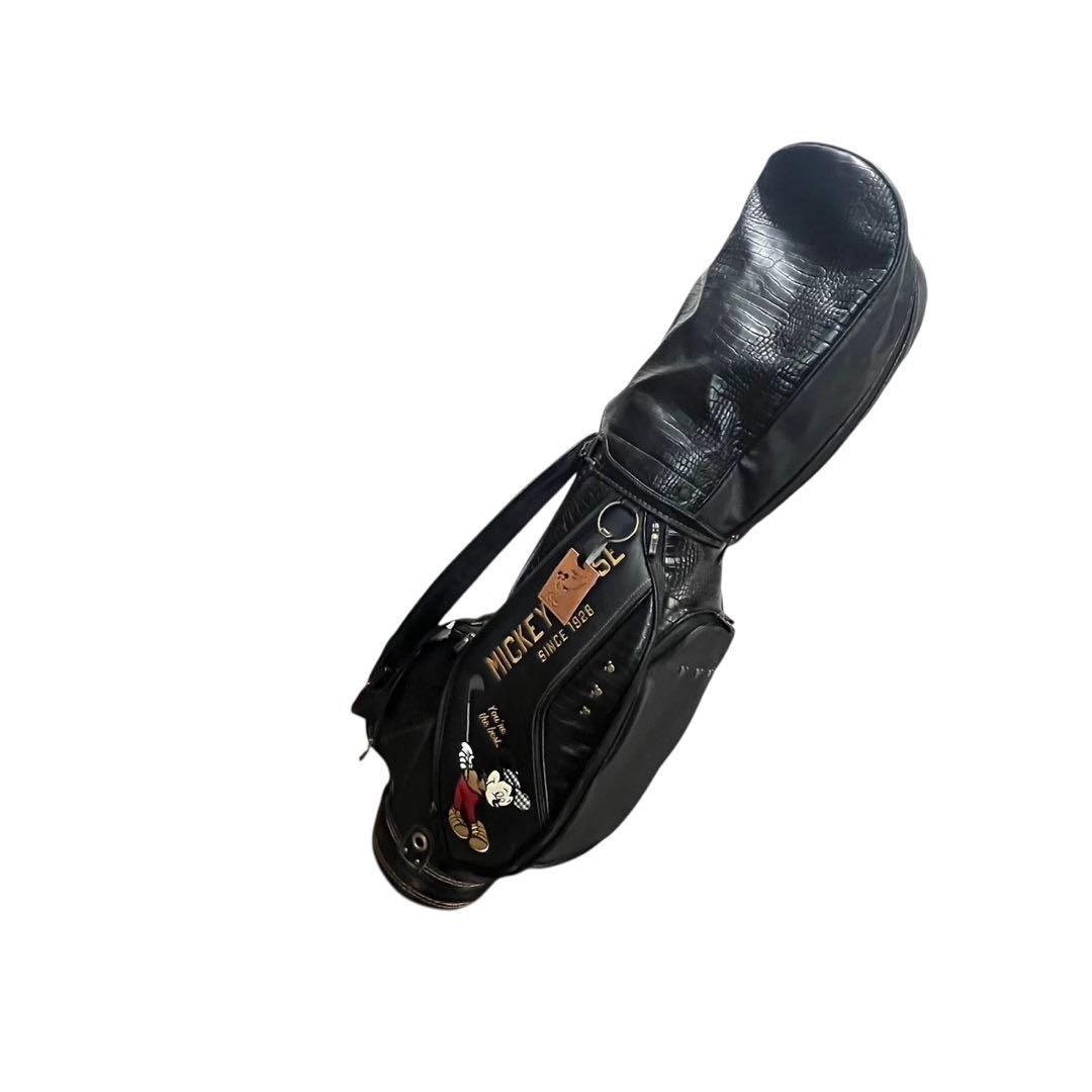 ミッキーマウス キャディバッグ クロコダイル調 ブラック フード付 ミッキーマウス キャディバッグ クロコダイル調 ブラック フード付