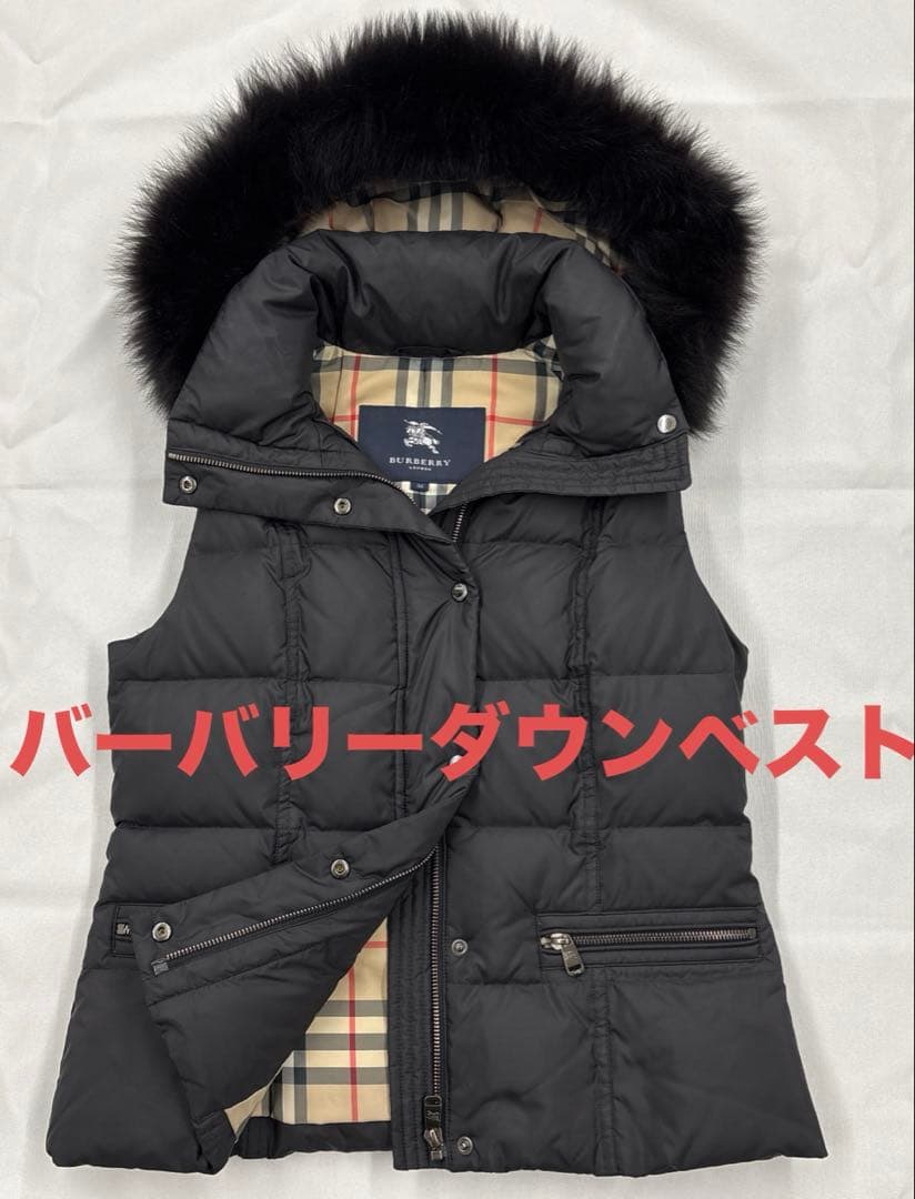 バーバリーロンドン ダウンベスト 3way ノバチェック フォックスファーM BURBERRY LONDON