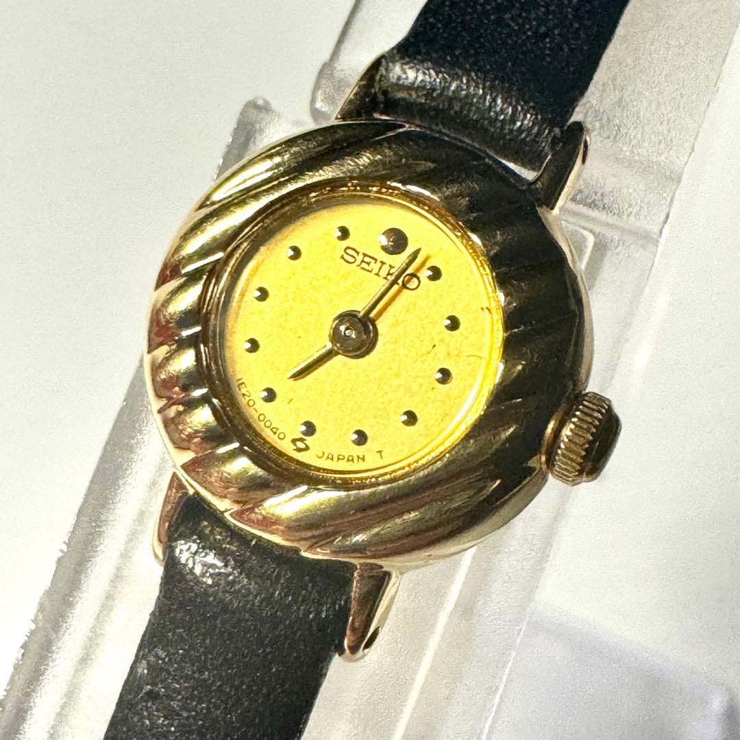 電池 SEIKO クォーツ ゴールド ブラック レディース