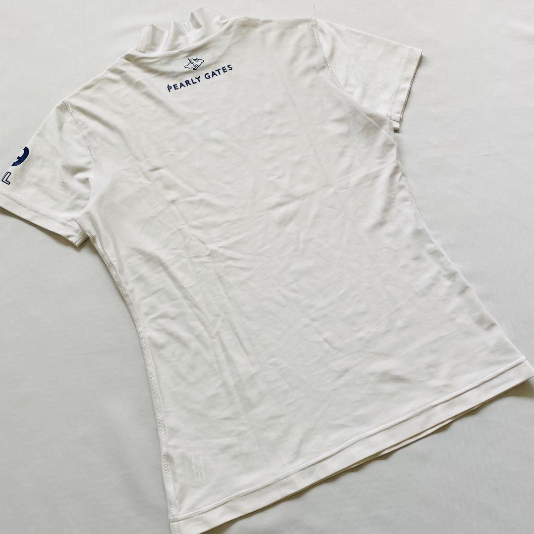 【美品】PEARLYGATES　半袖モックネックシャツ　ゴルフウェア　白青　2