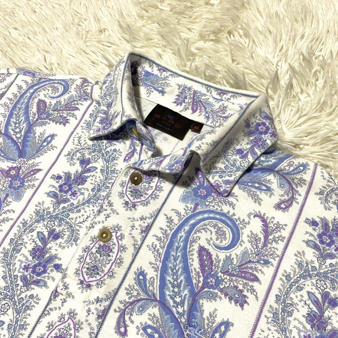 美品✨Etro ポロシャツ ペイズリー 総柄 Regale M メンズ 青