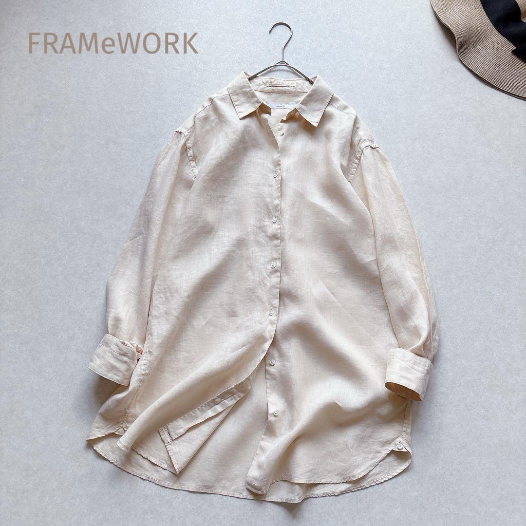 美品★FRAMeWORK｜定価1,3万 20SS ピンクベージュ リネンシャツ