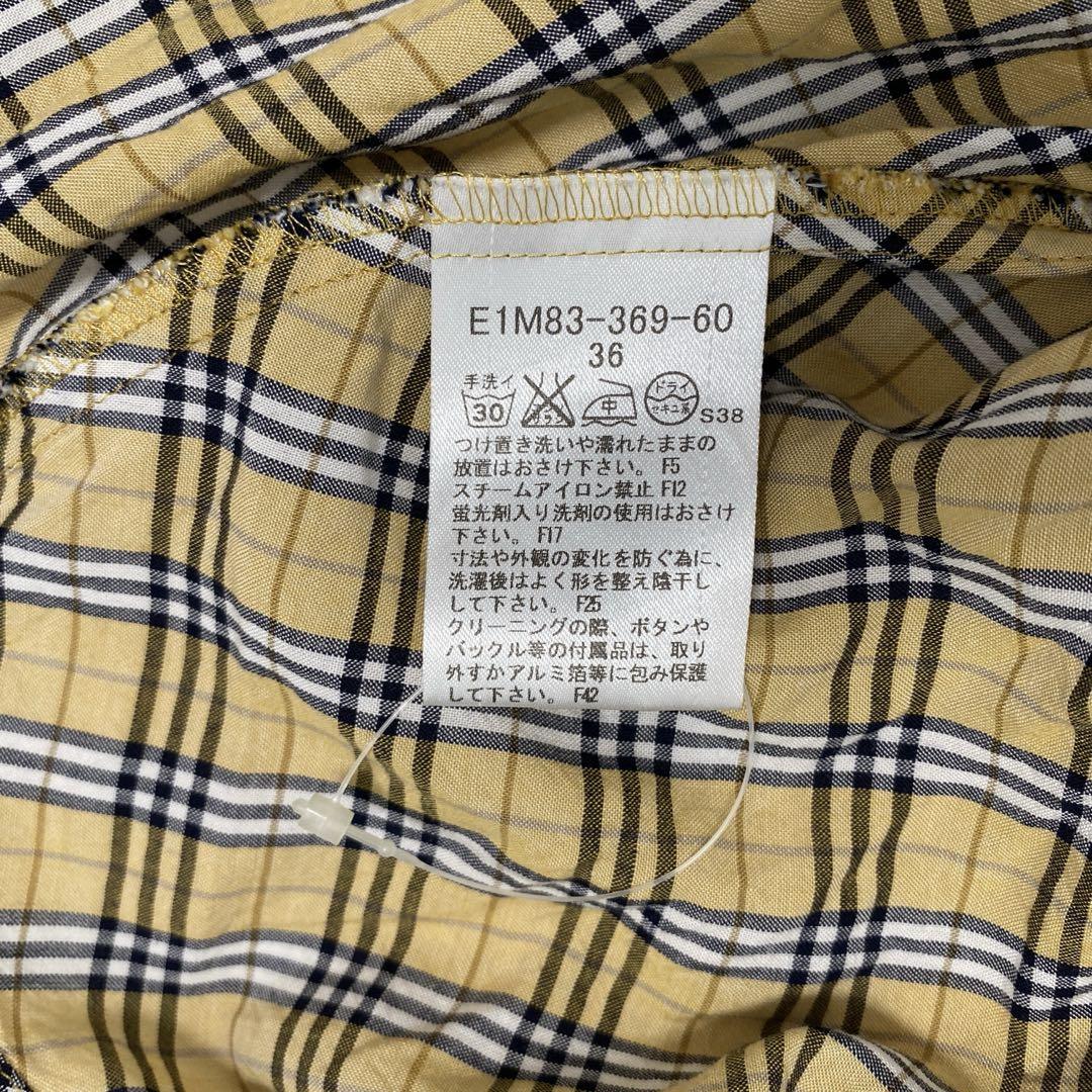 【バーバリーブルーレーベル】フリル袖ブラウス チュニック ノバチェック 36