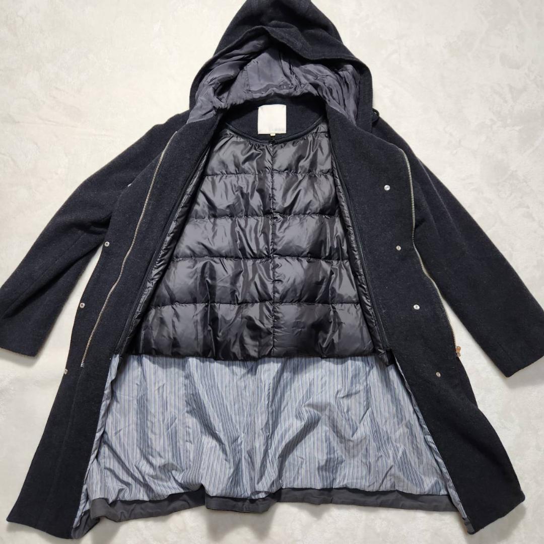 自由区 ウールコート　ライナー付き　2WAY  カシミヤ混 サイズXL ネイビー
