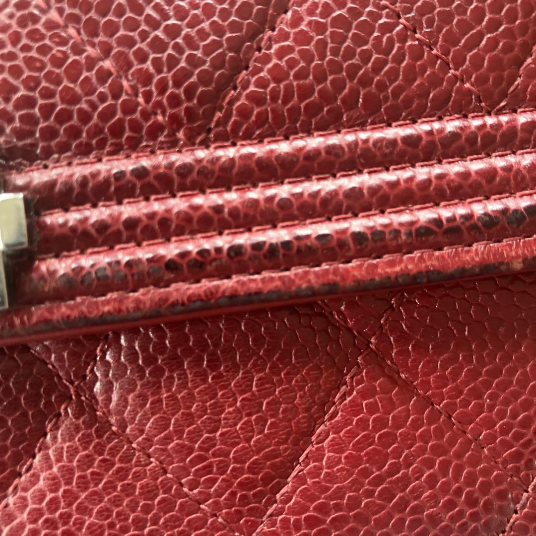 【極美品✨】CHANEL ボーイシャネル フラップ長財布 ワインレッド 画像12