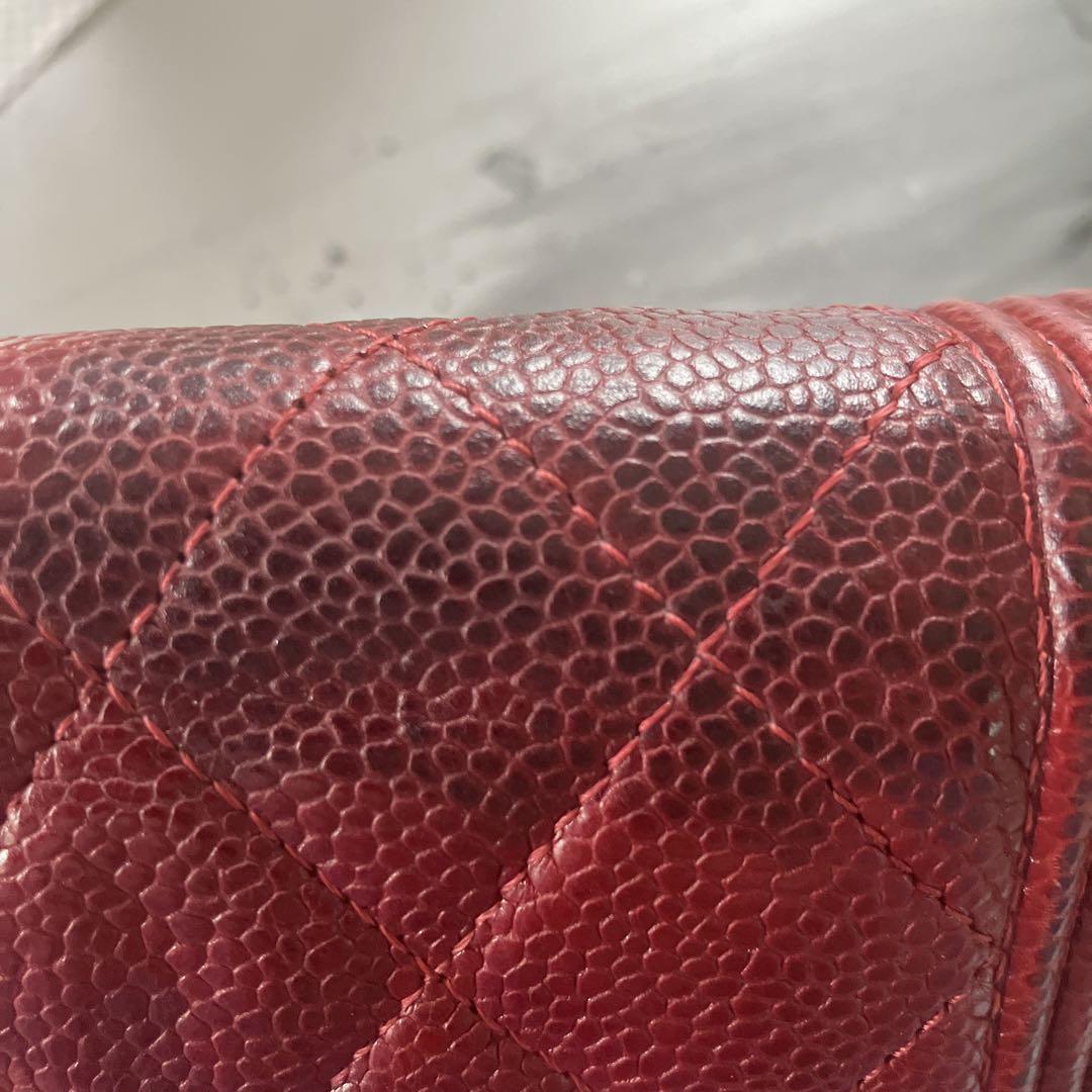 【極美品✨】CHANEL ボーイシャネル フラップ長財布 ワインレッド 画像9