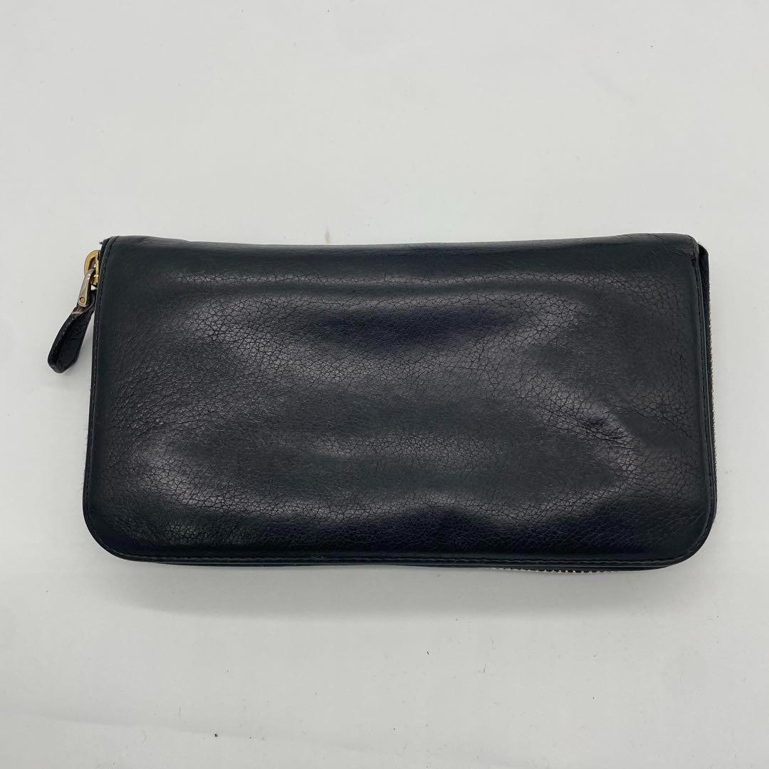 PRADA プラダ レザー ブラック 黒 ラウンドジップ 財布 箱付き