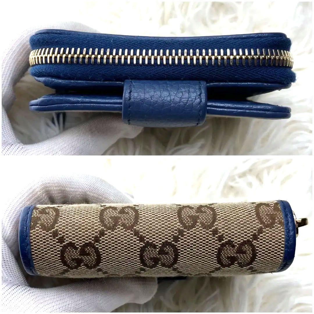 極美品✨グッチgucci GG キャンパスラウンドジップ折財布