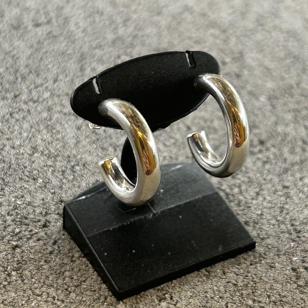 シルバー925 Silver シンプルフープピアス/軽研磨仕上げ/19mm/両耳
