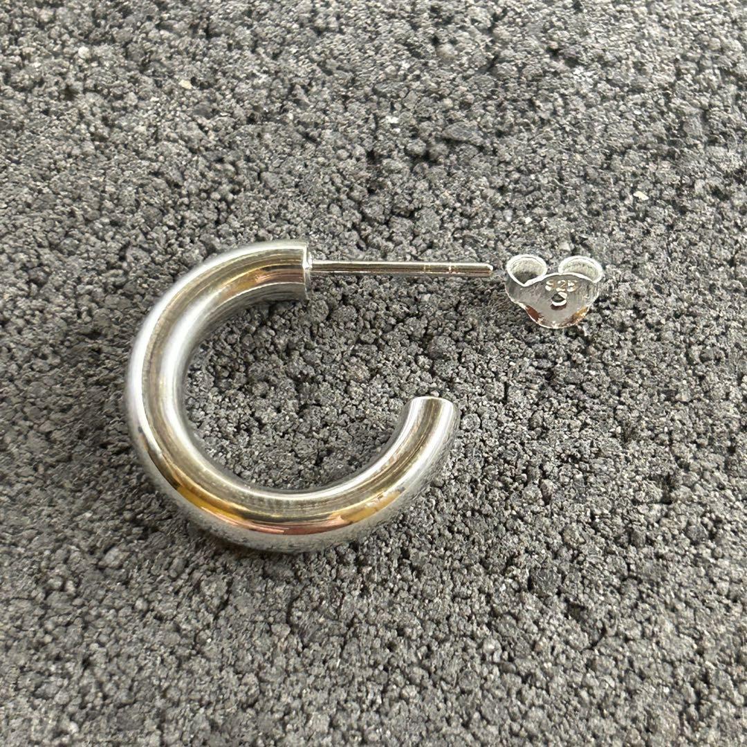シルバー925 Silver シンプルフープピアス/軽研磨仕上げ/19mm/両耳