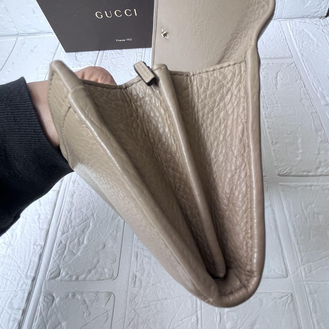 GUCCI✨長財布　ソーホー　シボレザー　GG グレージュ　メンズ　レディース