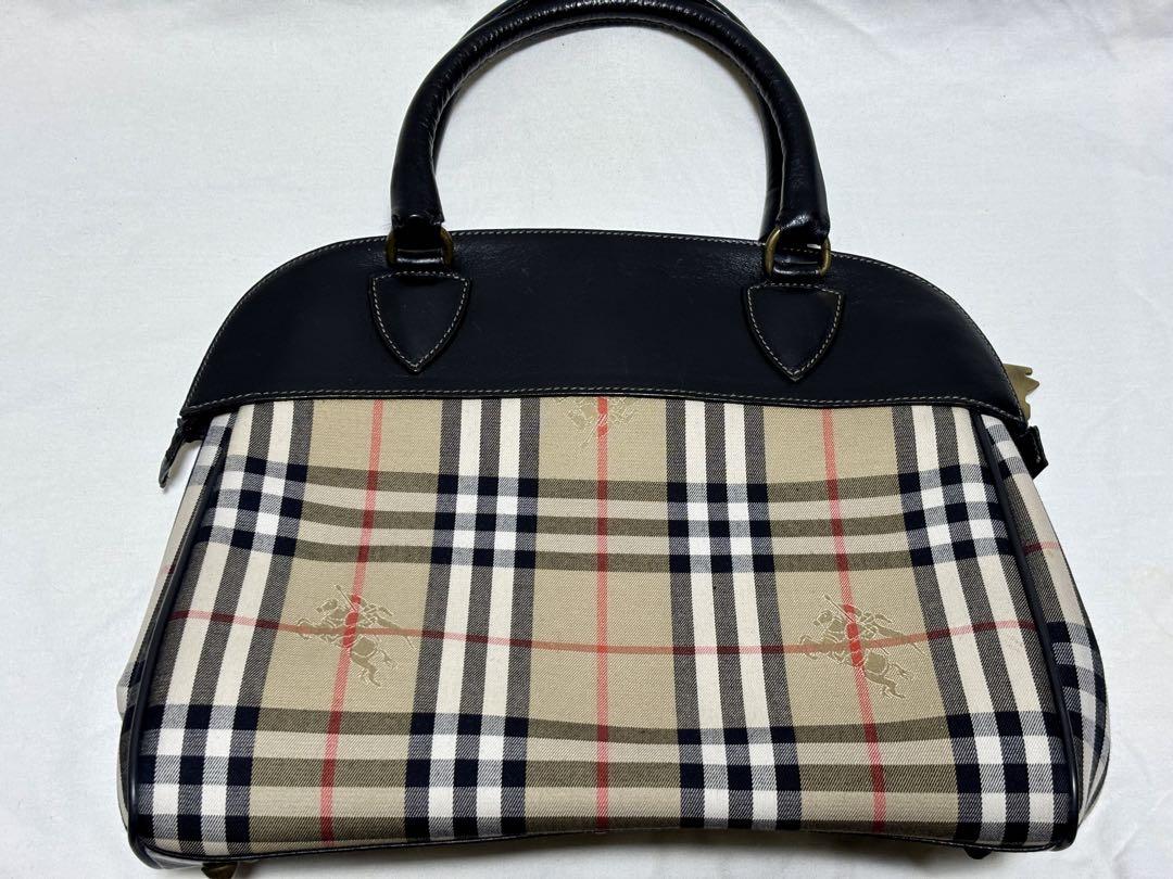 Burberry バーバリー チェック レザー ハンドバッグ