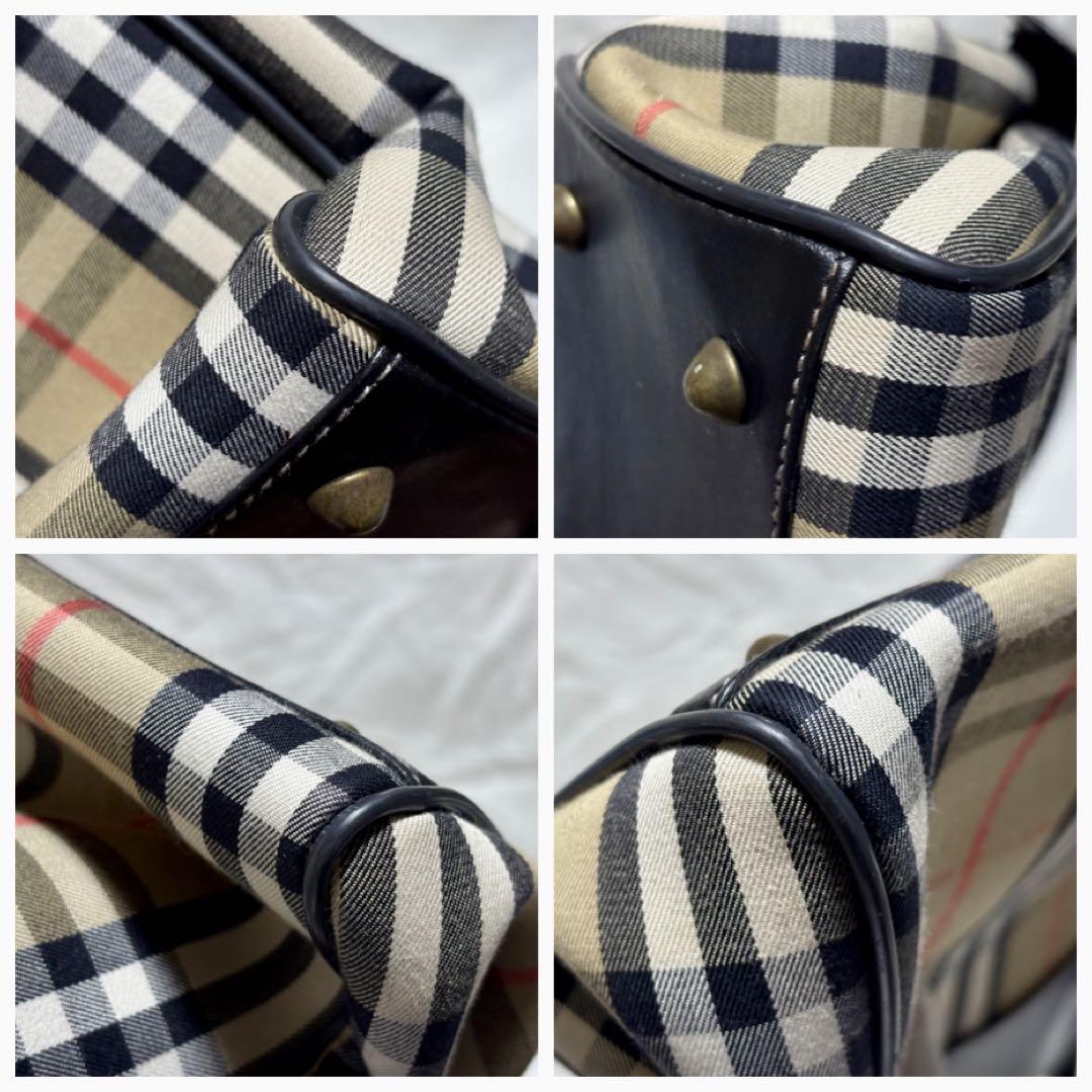 Burberry バーバリー チェック レザー ハンドバッグ
