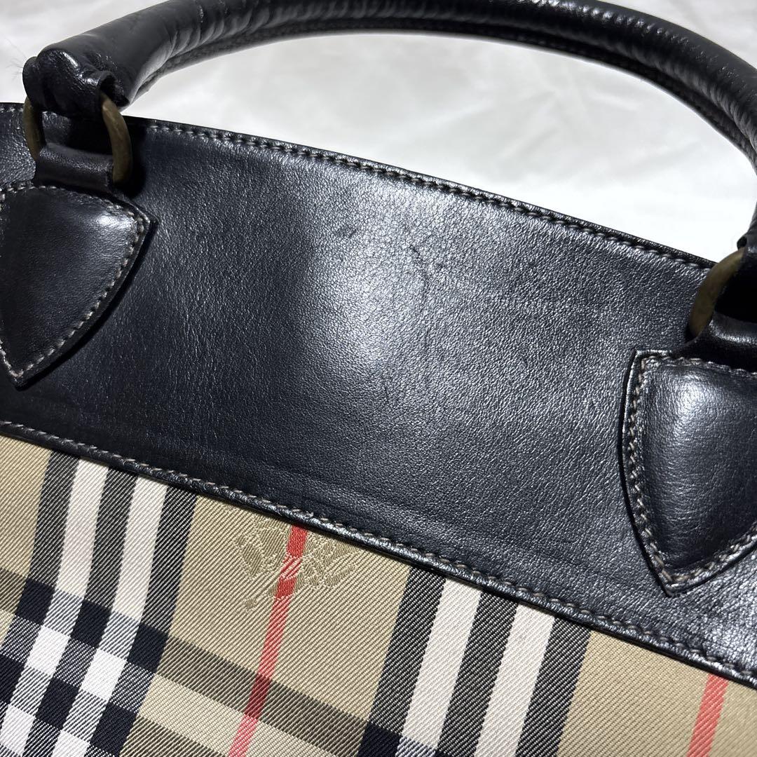 Burberry バーバリー チェック レザー ハンドバッグ