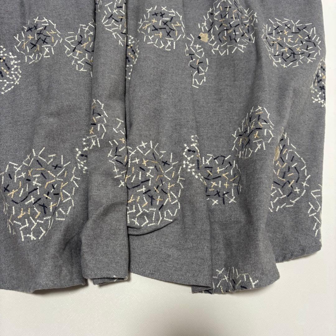 美品　マーブルシュッド★ハリネズミ　バンドカラー　ロングワンピース　刺繍