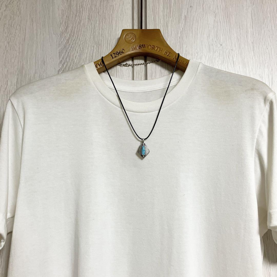 ペルシャン　ターコイズ　フェザー　シルバーネックレス　#インディアンジュエリー