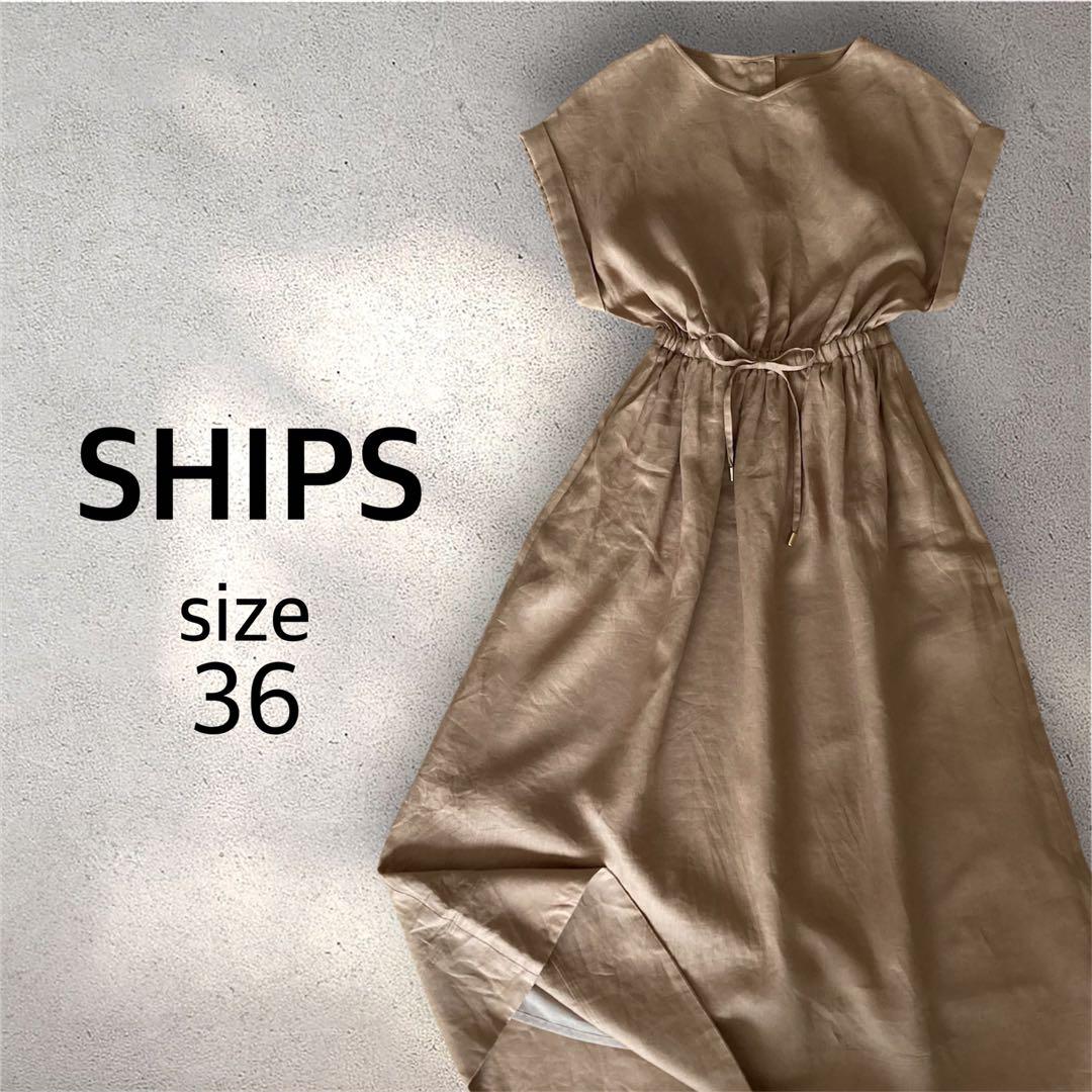 SHIPS シップス リネン テレデランドロストワンピース 半袖