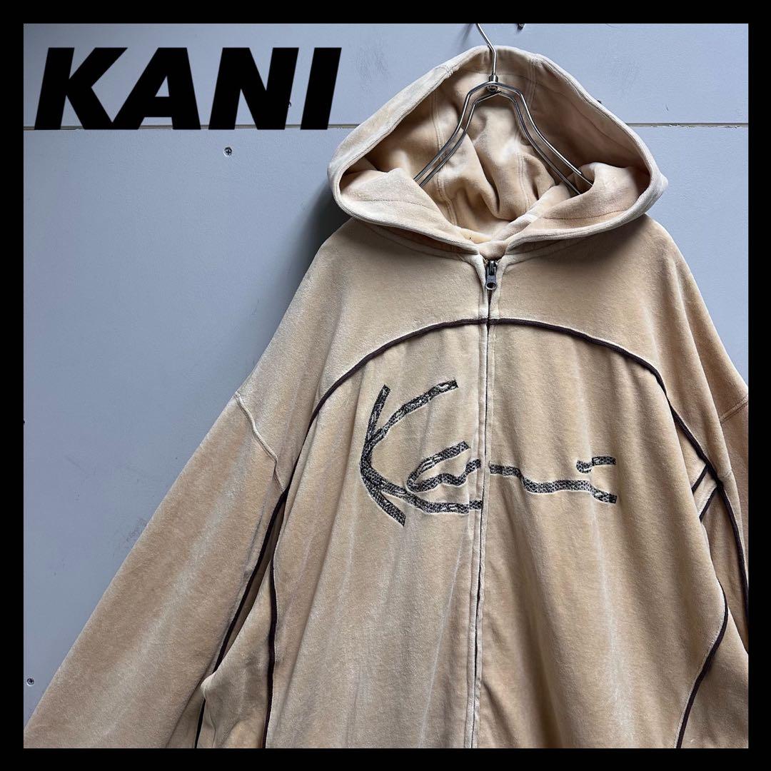 【BIGシルエットXXL】KANI カナイ　ベロア　ジップパーカー