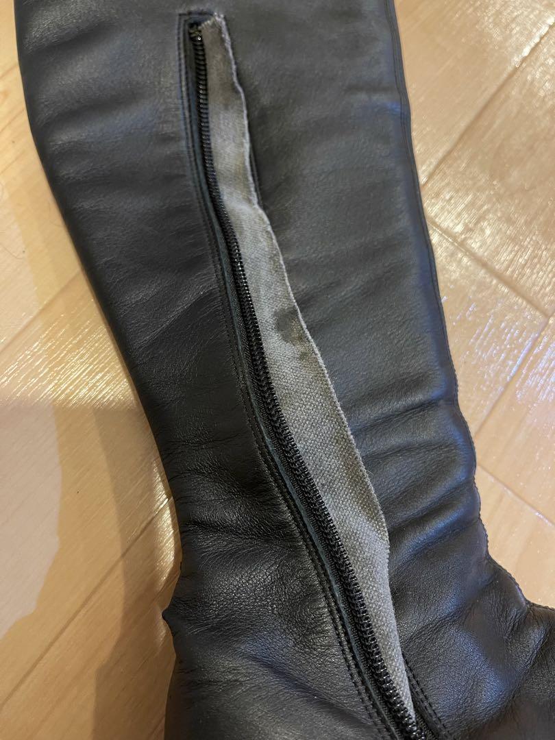 COMEX 23.5cm 本革 ポインテッドトゥ ピンヒール ニーハイブーツ