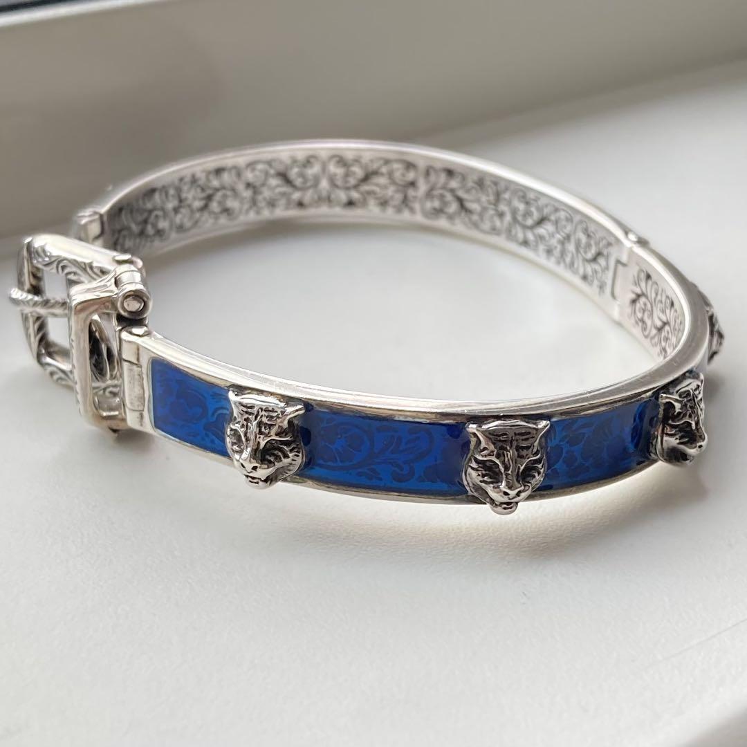 希少美品 GUCCI グッチ バングル キャットヘッド ガーデン