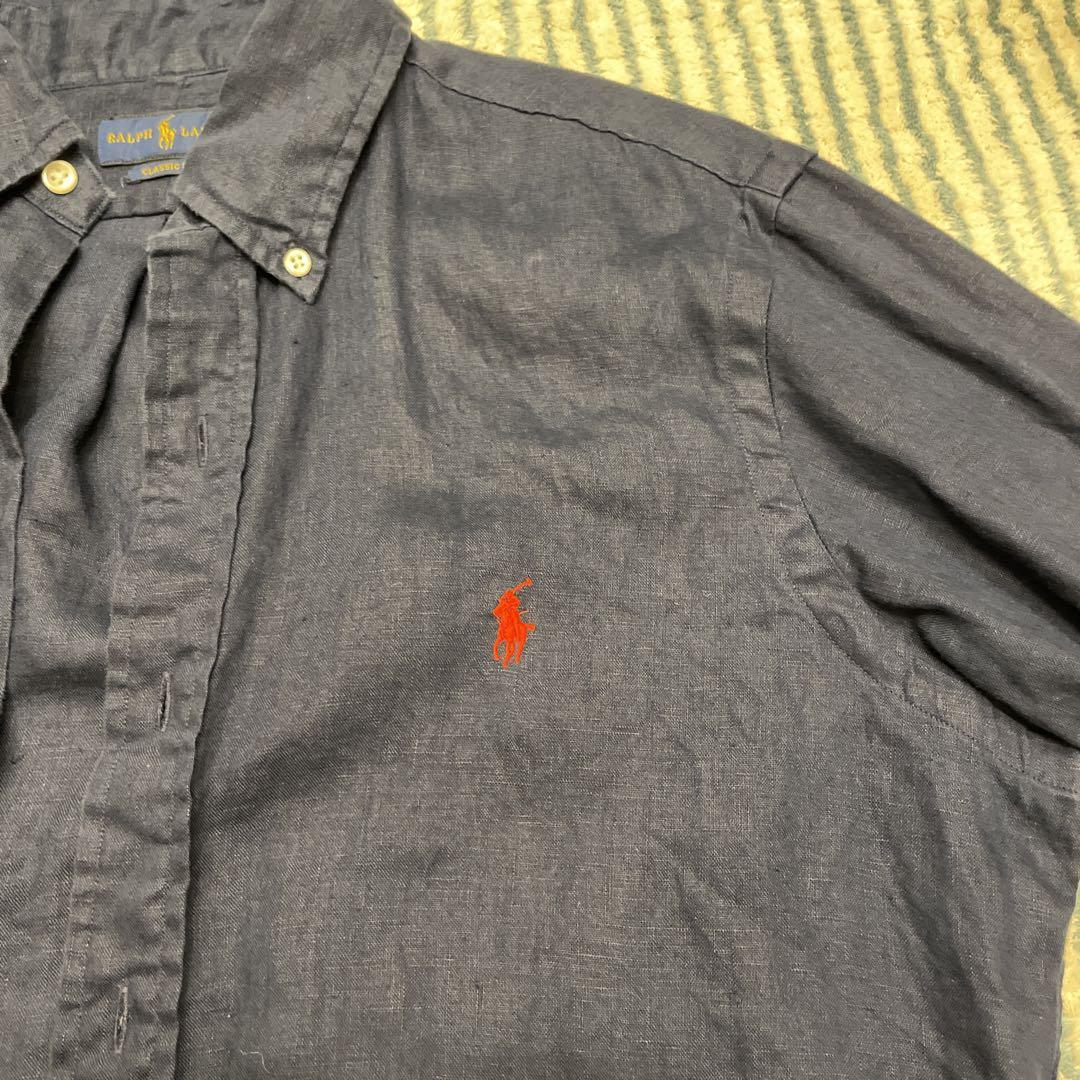 美品　Ralph Lauren ネイビー リネンシャツ