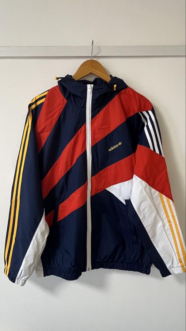 adidas ストライプナイロンジャケット M