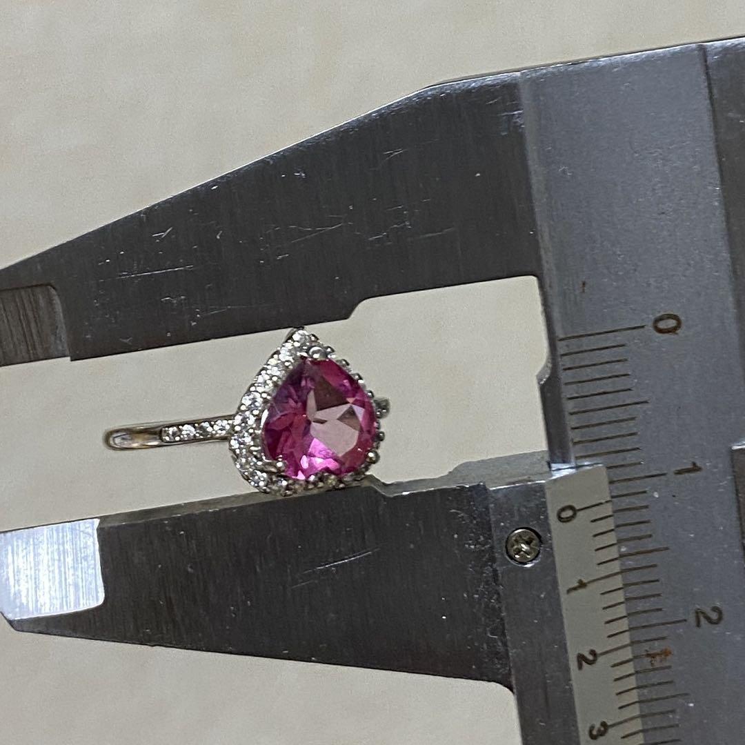 天然石リング ピンクトパーズ 濃ピンク 高透明 8*8mm SV925刻印