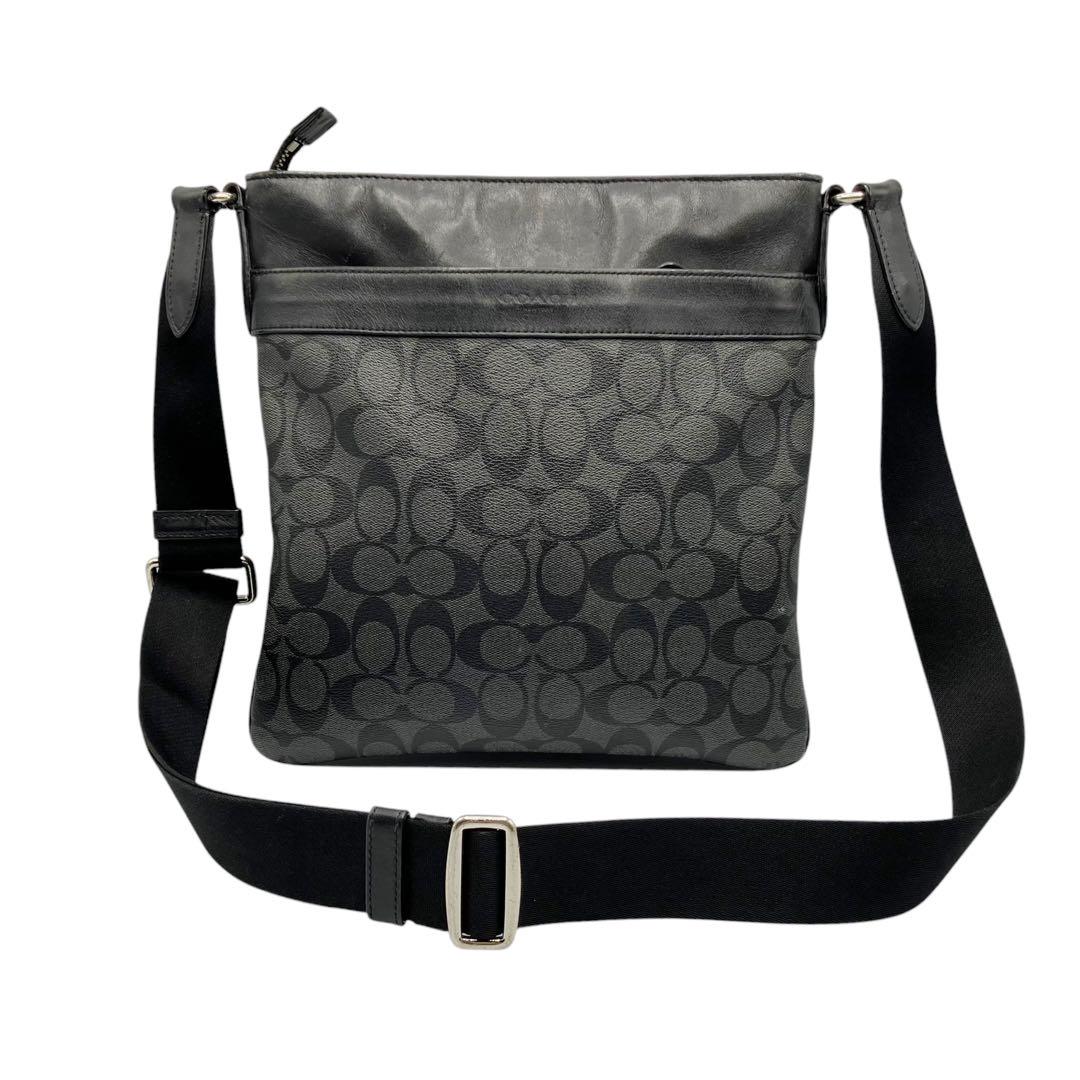 コーチ COACH シグネチャー ショルダーバッグ ブラック PVC