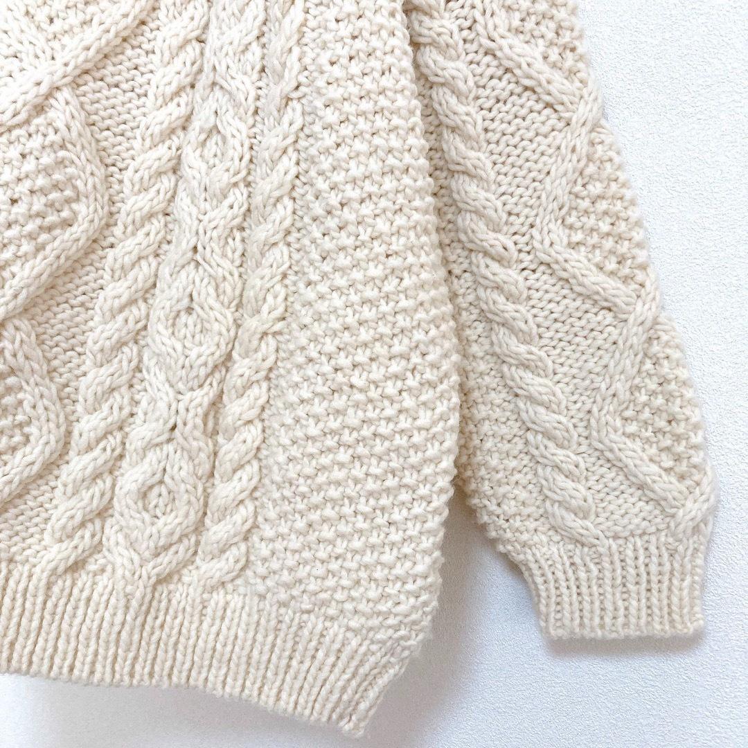 イチアンティークス ペルー ハンドニット ケーブル プルオーバー 白 イチアンティークス ペルー ハンドニット ケーブル プルオーバー 白