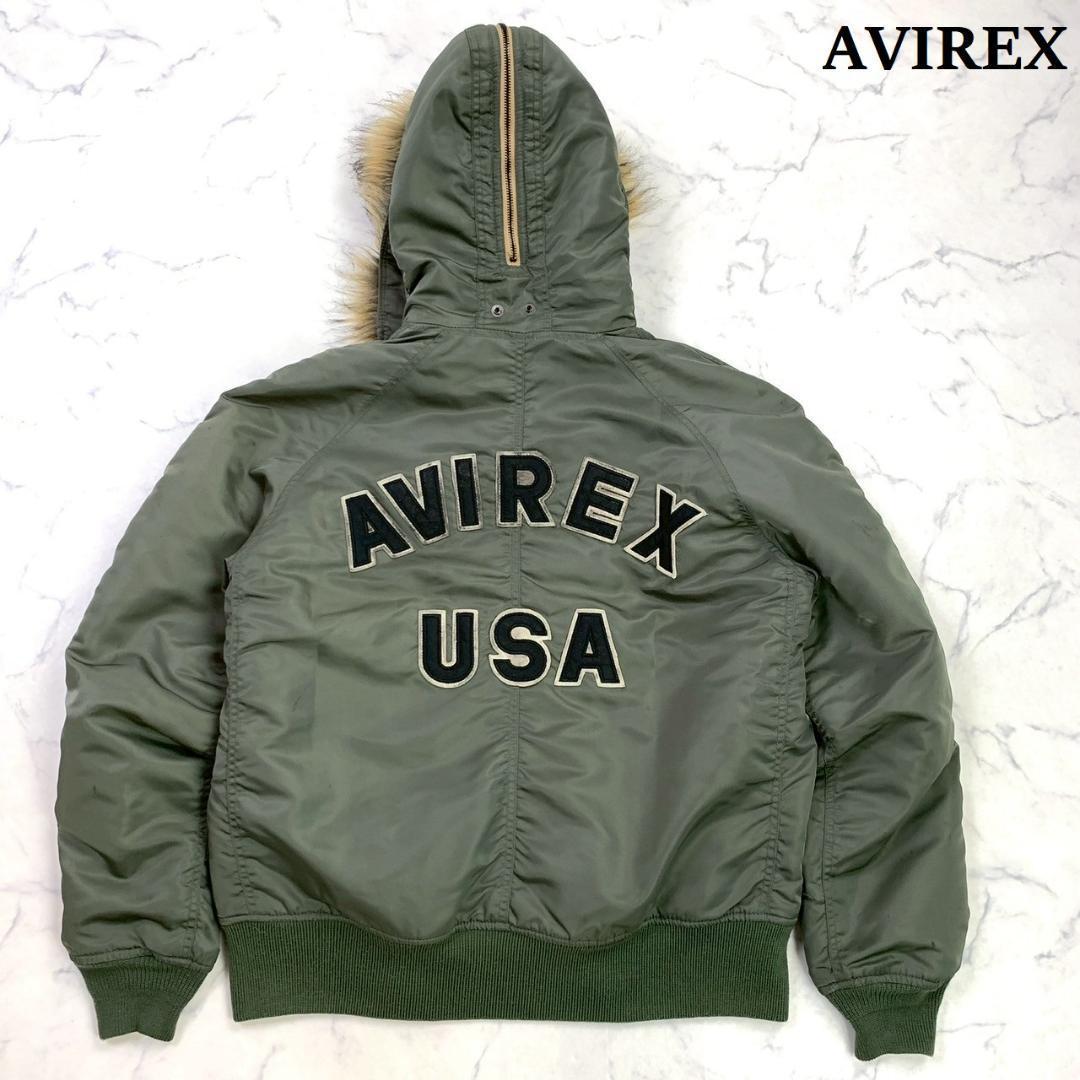 希少✨AVIREX バックロゴ N-2B 短丈 フライトジャケット L カーキ 希少バックロゴ☆AVIREX N-2B フライトジャケット 短丈 XL C983
