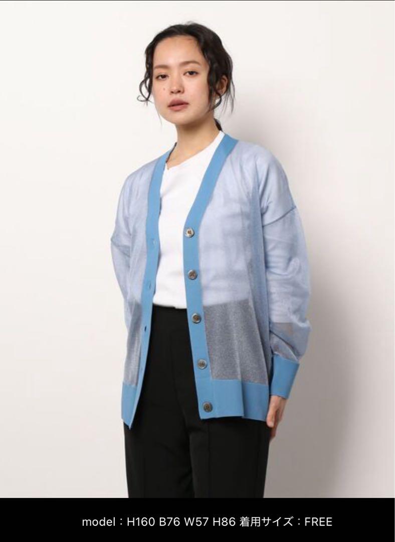 MIDIUMISOLID for Ladies シアーVネックショートカーディガン