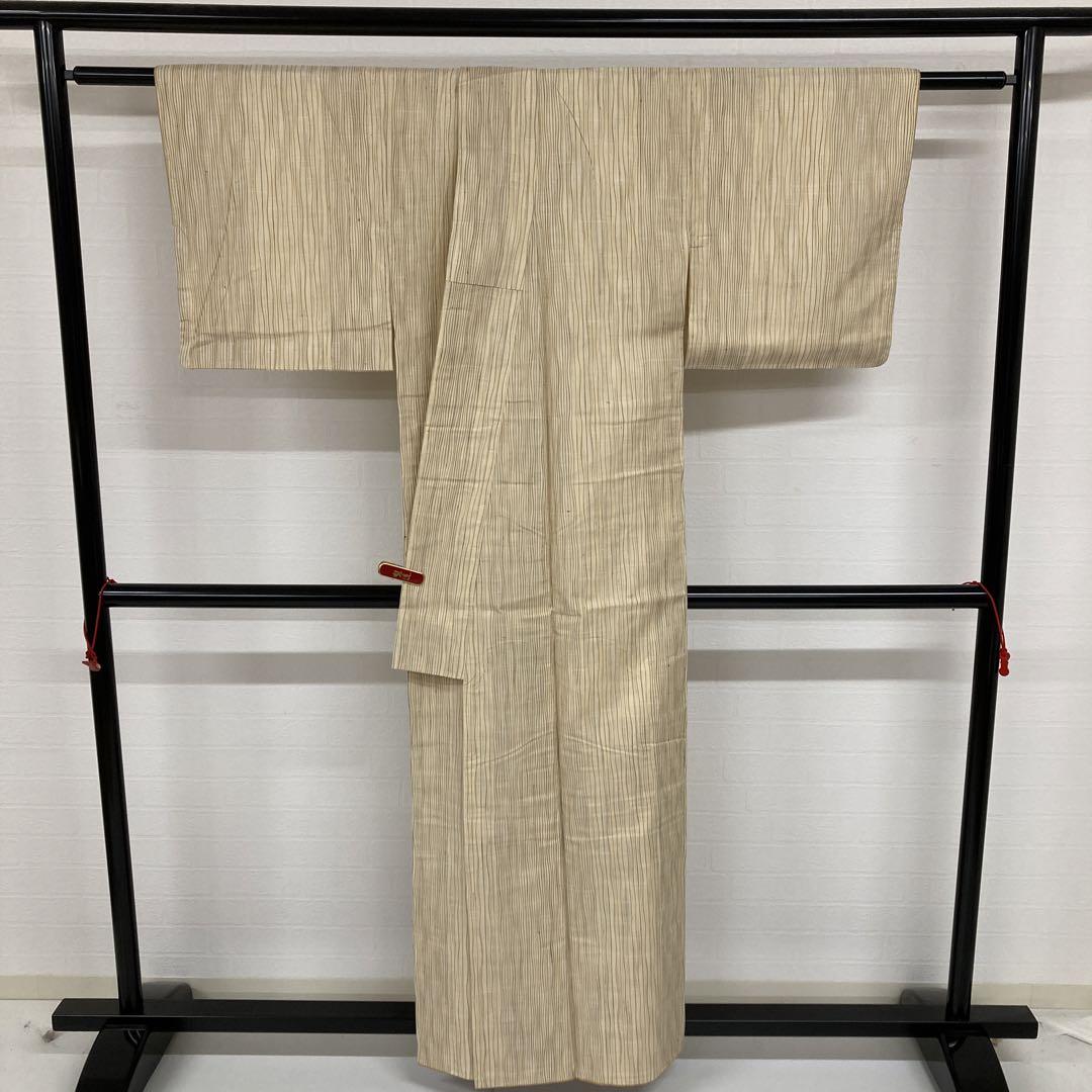 【限定セール！】 立涌 正絹 紬 上品な色味 メルカリ - T-1229F 着物 袷 広衿 着物・浴衣