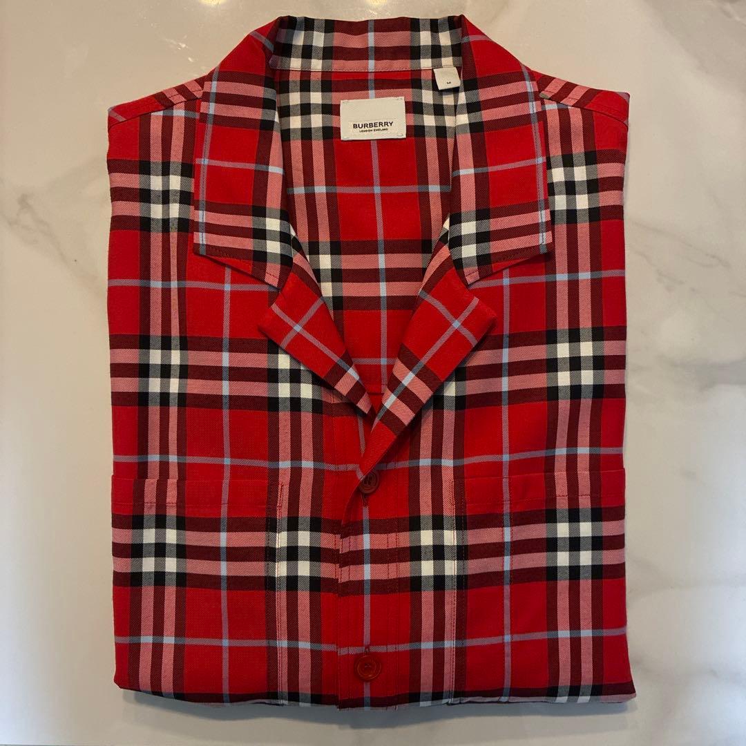 【希少】BURBERRY 半袖オープンカラーシャツ　バーバリー