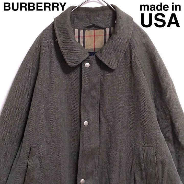 激レア◎Burberry◎USA製◎ロングコート◎くすみグリーン◎ノバチェック◎-