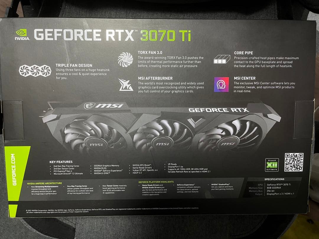 グラフィックボード・グラボ・ビデオカード NVIDIA GeForce RTX 3070ti MSI Ventus
