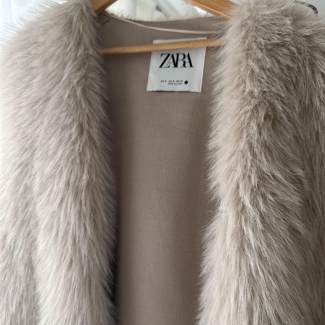 満点の ベスト フェイクファー ZARA ベージュ メルカリ - ジャケット・アウター