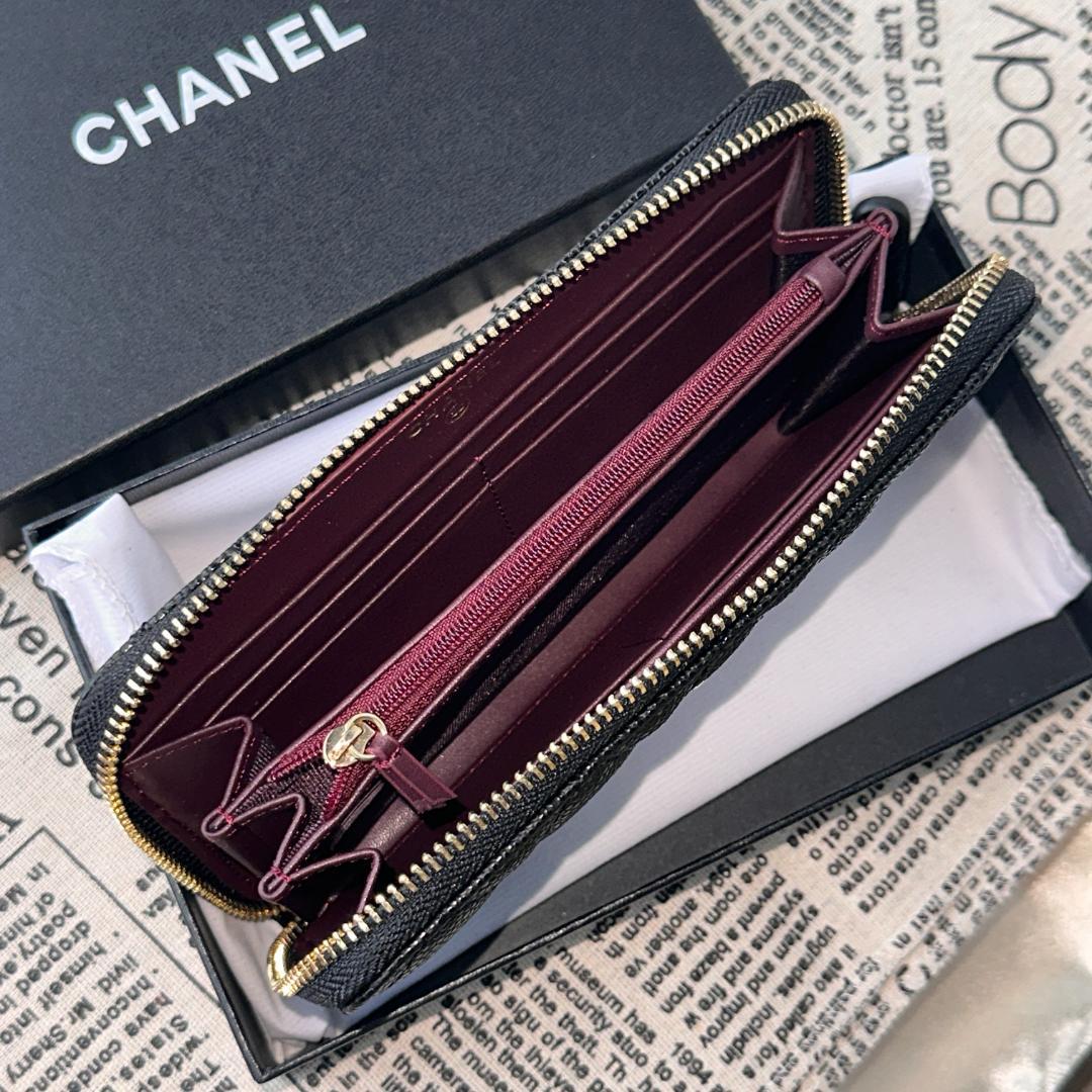 CHANEL ブラック レザー 長財布 - メルカリ