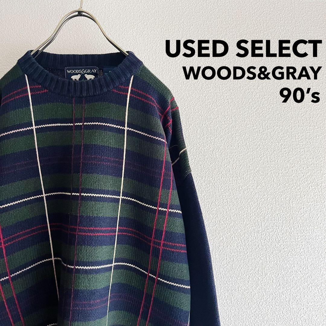 古着 90’s “WOODSu0026GRAY” Plaid Sweater